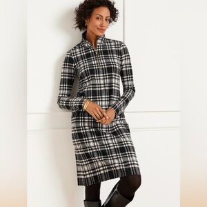 Cozy Flannel Black White Dress Talbots NWT $119 Retail
